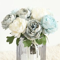 Artificial Silk Flowers Realistic Tea Roses Long Stem for Home Wedding Decoration Party, 11.5in