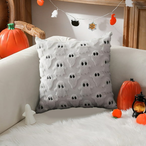 HWRETIE - Funda de cojín con diseño de fantasma de Halloween,funda de almohada navideña para sofá y sala de estar,funda de almohada decorativa con temática de Halloween