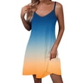 thumbnail image 2 of summer dresses for women 2024 Casual Sundress Summer Camisole Boho Beach Dress V Neck Tank Dresses Beach Dress wedding guest dresses for women Blue Polyester M, 2 of 6