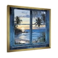 thumbnail image 2 of Designart "Horizon of Tranquil Beach Windows III" Coastal Framed Wall Art Decor - Coastal Green Coastal Windows Entryway Framed Wall Art Print, 2 of 6
