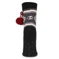 thumbnail image 3 of MeMoi Women's Snowflake Pom Pom Plush-Lined Slipper Socks - Womens - Female, 9-11, Black, 3 of 7