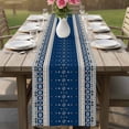 thumbnail image 4 of Navy Blue Boho Table Runner 36 Inches, Vintage Ethnic Tribe Abstract Art Bed Runner Dresser Scarves Tabletop for Indoor Outdoor Parties/Ceremony/Banquet, 13"x 36", 4 of 8