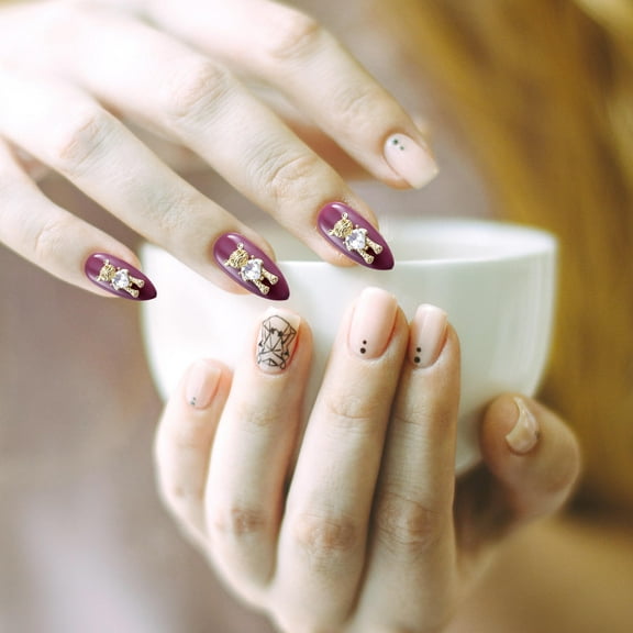 LOLIPPYY Golden 3D Bear Nail Art Decors for Nail Art Made of Zinc Alloy and Rhinestone 20 Pcs