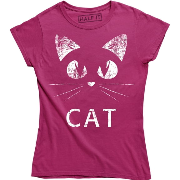 Kitty Cat Face Women's Pet Kitten Lover Gift Meow Distressed T-Shirt