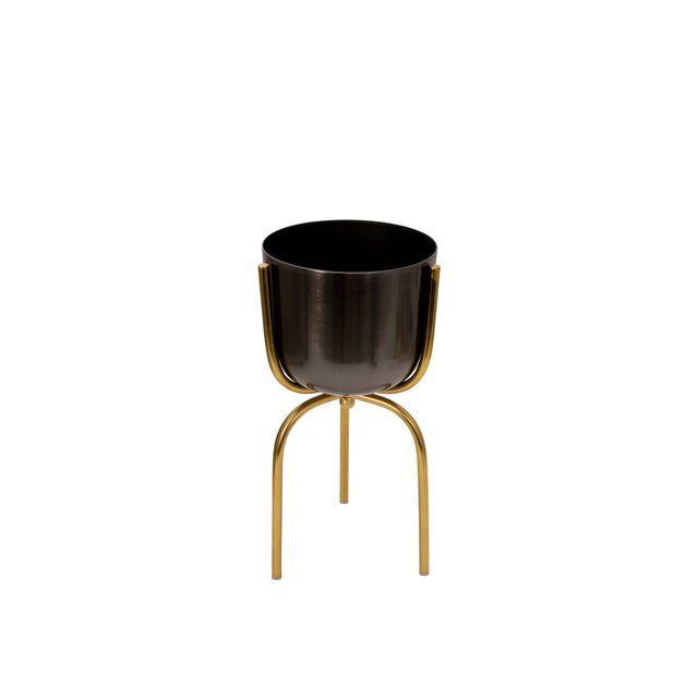 Sagebrook Home Metal 20" Planter On Tripod, Gunmetal/Gold