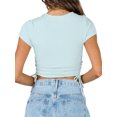 thumbnail image 5 of Xuanfei Women Side Drawstring Lace Up Crew Neck Short Sleeve Cropped Top, 5 of 7