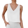 thumbnail image 2 of Crop Tank Tops for Women Lightweight Casual Cotton Linen V Neck Sleeveless Shirt Going out Tops Summer Outfits, 2 of 8