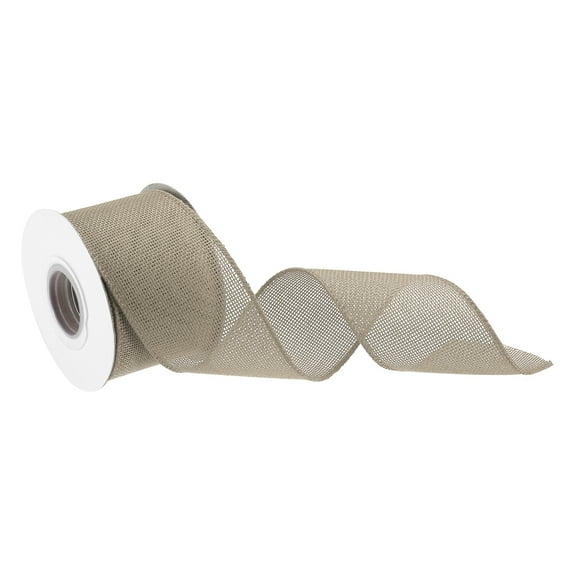 Burlap Ribbon Fabric Wired Edge Ribbons Light Brown 2 Inch x 10 Yard Wired Ribbon for Gift Wrapping,With Roller