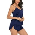 thumbnail image 6 of SAYFUT Womens 2Pcs Satin Silk Sleepwear Soft Sexy Lingerie Nightwear V Neck Pyjamas Set with Adjustable Straps, Plus Size S-2XL, 6 of 8