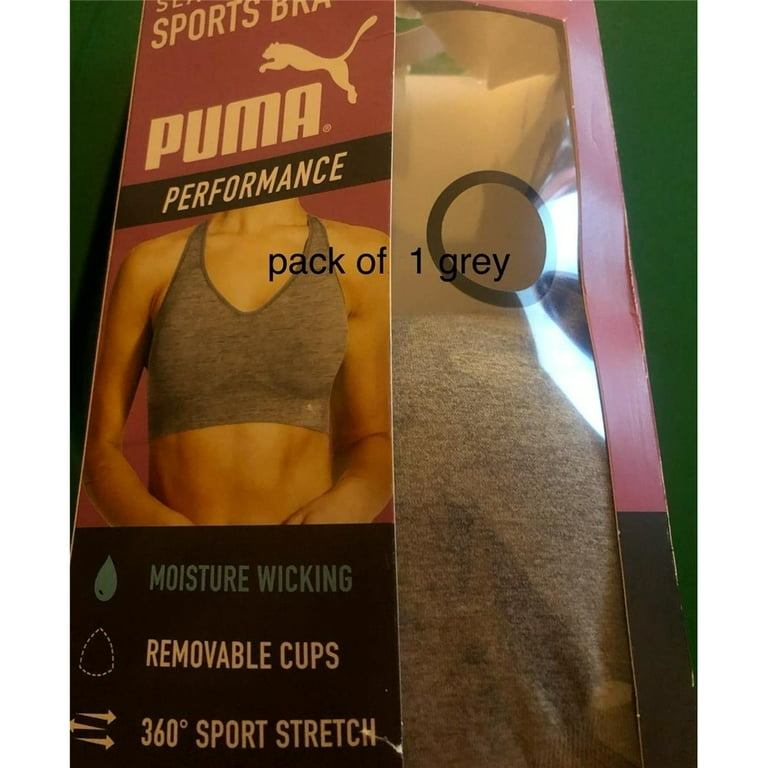 PUMA Womens Sports Bra 2pk Purple Gray Wicking Seamless Medium