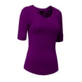 thumbnail image 2 of J. METHOD Girl's Junior Basic Casual 3/4 Elbow Half Length Sleeve Active V-Neck Uniform T-Shirt, 2 of 5