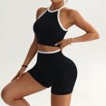 thumbnail image 2 of VYANTA Women's 2-Piece Black Workout Set with Crop Top and Biker Shorts Size M, 2 of 5