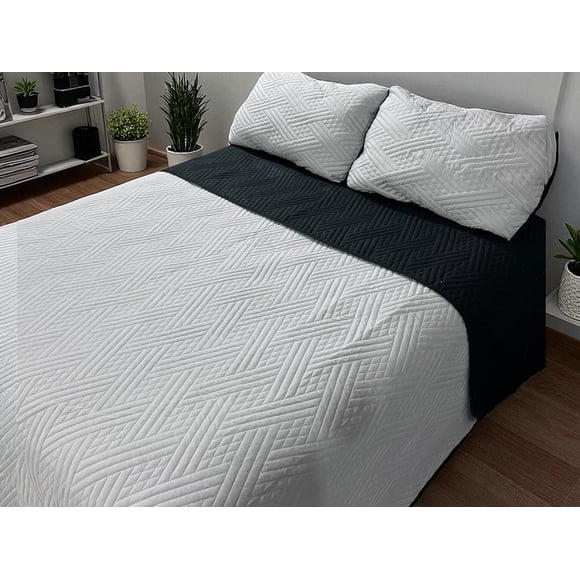 Edredón Ligero Individual Doble Vista Con Funda de Almuada Oxford-plata