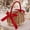 D (1PC), variant on Wicker Rattan Flower Girl Basket with Bows,Pearl Handle Flower Basket,Wedding Flower Girl Basket and Home Decorations