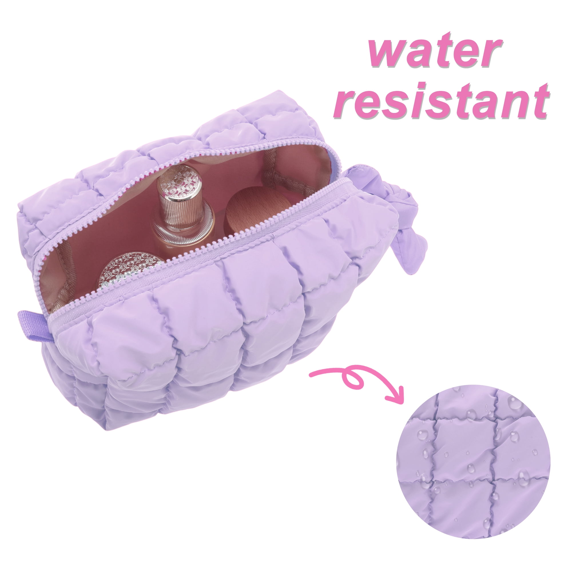 Unique Bargains Quilted Cosmetic Organizer for Women Purple
