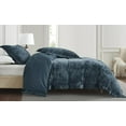 thumbnail image 2 of Chezmoi Collection Piers 3-Piece Storm Blue Distressed Velvet Duvet Cover Set Queen Size with Button Closure and 8 Corner Ties, Soft Washed Microfiber Reverse Comforter Cover, 2 of 9