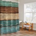 thumbnail image 4 of Green Brown Wood Grain Shower Curtain, Vintage Green Brown Khaki Teal Wood Stripes Waterproof Shower Curtain Set with 12 Hooks Lightweight Bath Curtains Fabric Bathroom Decor 48x72 Inches, 4 of 9