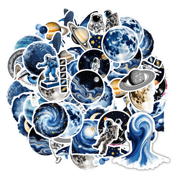 35pcs Watercolor Space Sticker Pack Astronaut Decals Celestial Stickers Kids Stickers for Phone Laptop Suitcase