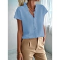 thumbnail image 2 of Women'S Casual V Neck Ruffle Short Sleeve Summer Tank Tops Shirts Light Blue XL, 2 of 6