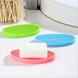 Silicone Soap Holder Dish – Bathroom Sink Tray With Drain Holes, Keeps Soap Dry, Modern Design (White/Grey)
