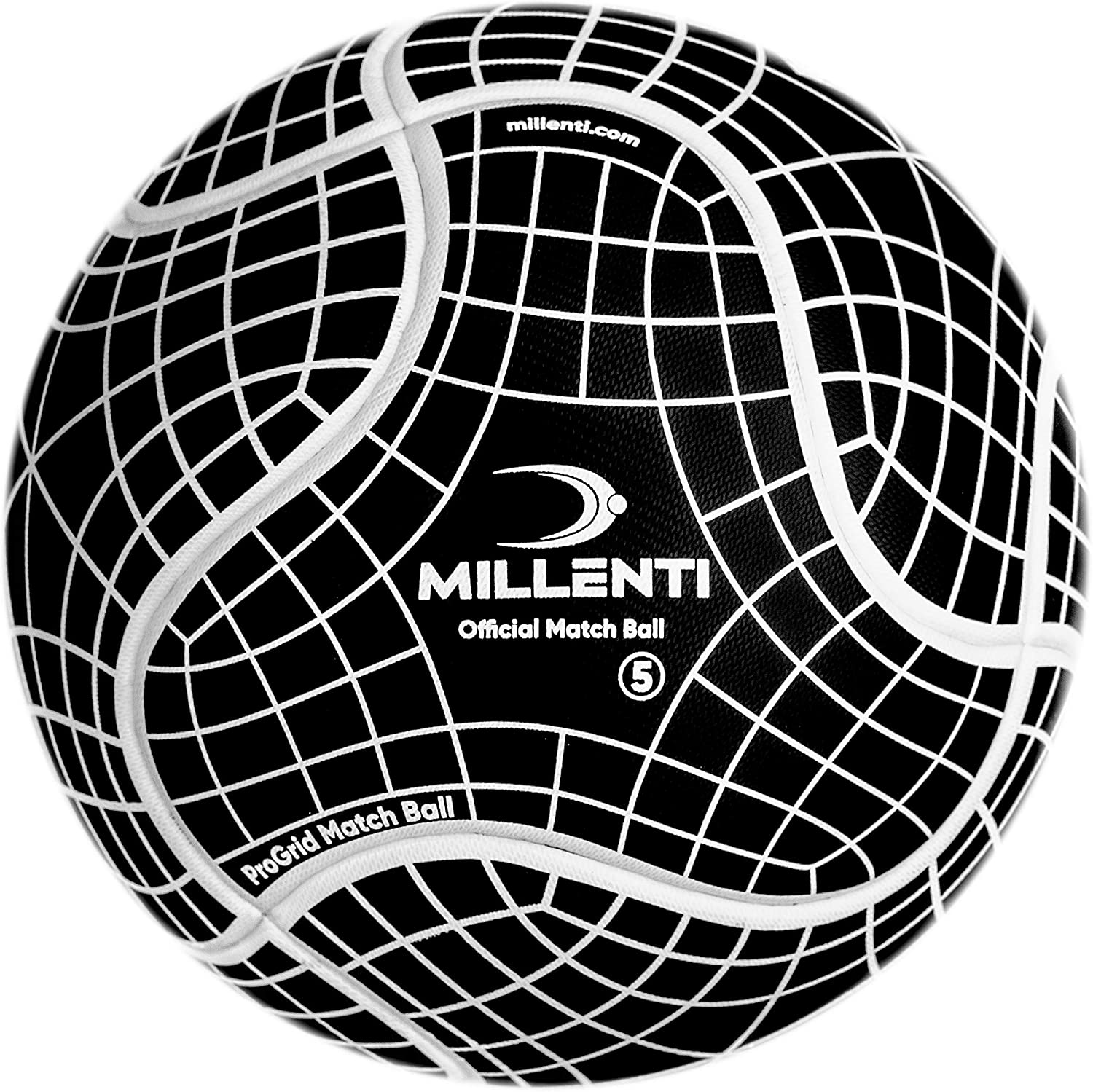 Millenti Pro Grid Traditional Match Ball Training Soccer Ball Black