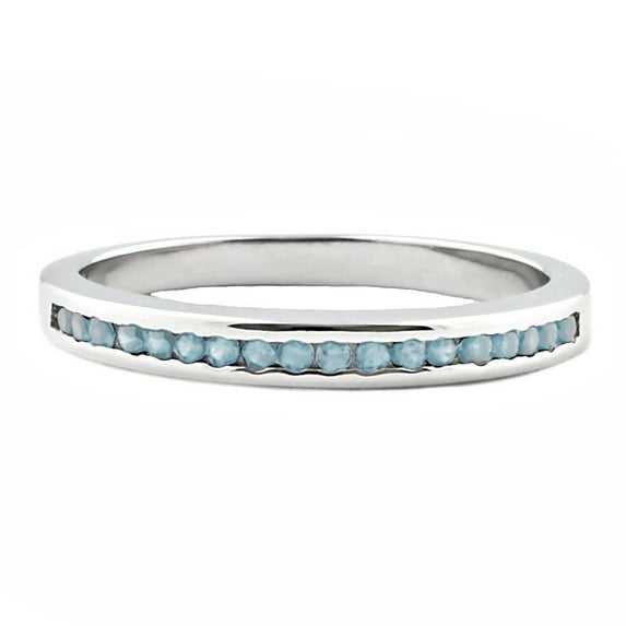 Trustmark Aquamarine Ice CZ Semi Eternity Wedding Band Ring, Lakoda BAQ sz11.5