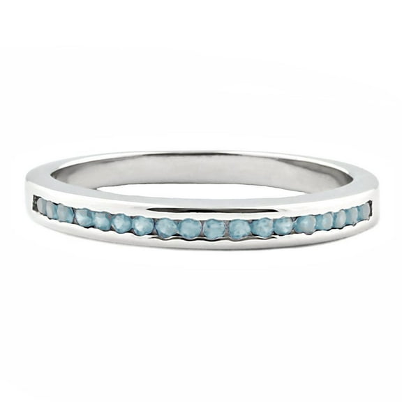 Trustmark Aquamarine Ice CZ Semi Eternity Wedding Band Ring, Lakoda BAQ s4.5
