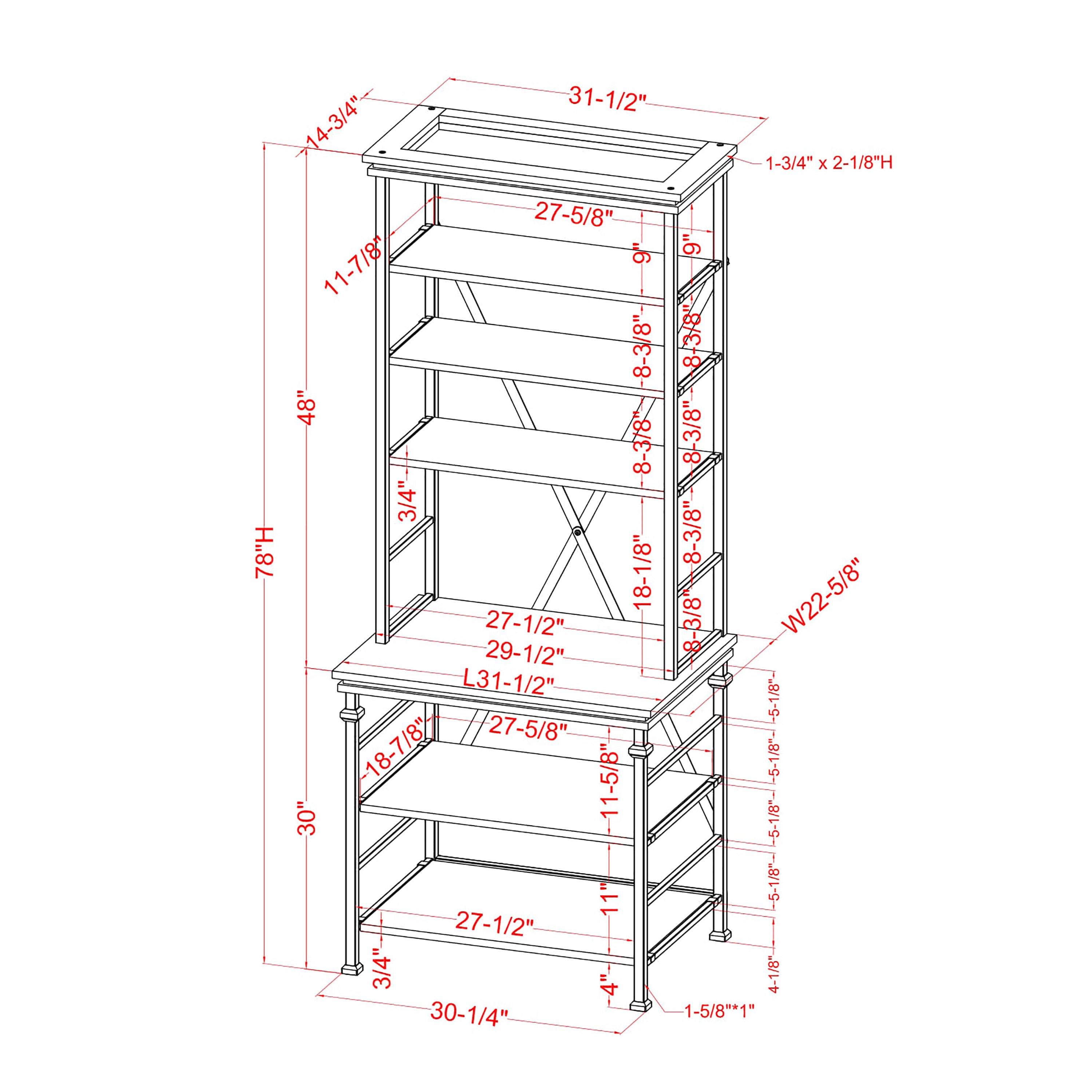 Furniture of America Traze 6-Shelf Bookcase, Antique Gray