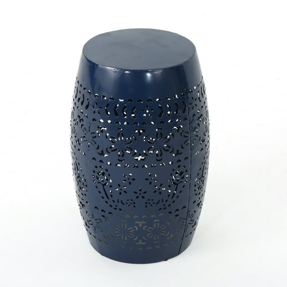 Noble House Valley Iron Side Table, Dark Blue