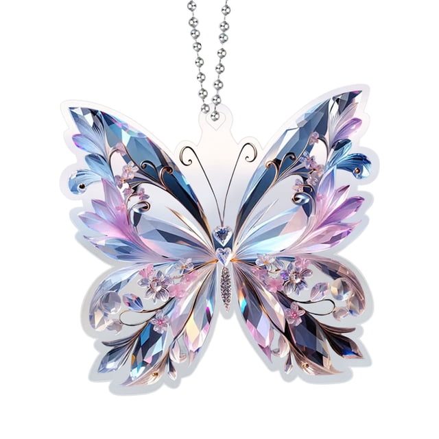COM1950s Crystal Pendant Light, Crystal Butterfl Acrylic Pendant