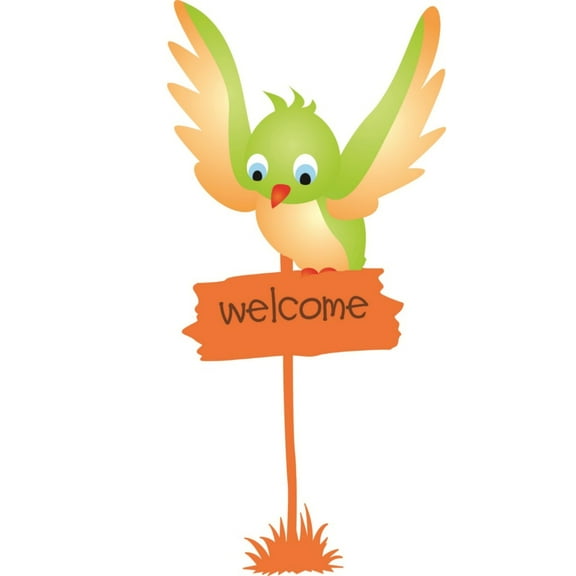 Custom Decals Cute Bird On A Welcome Sign Office 10 X 25 Inches