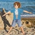 thumbnail image 3 of FORMRS Boys Rash Guard with Short Sleeves UPF 50+ Swim Shirts Sizes 3-12T, Ice Cream Cat, 3 of 6