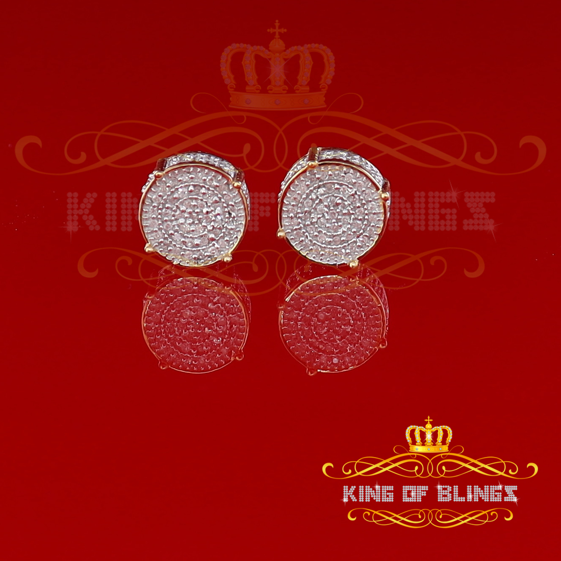 King of Bling's 925 Sterling Silver Yellow Hip Hop 0.40ct Diamond Men's/ Women's Stud Earrings