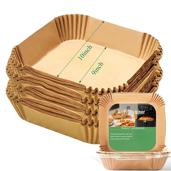 9 Inch Largest Square Air Fryer Disposable Paper Liner, XXL 100Pcs Air Fryer Parchment Liners for 8QT or Bigger Air Fryer, Non-stick, Food Grade Baking Paper for Frying, Roasting and Microwave
