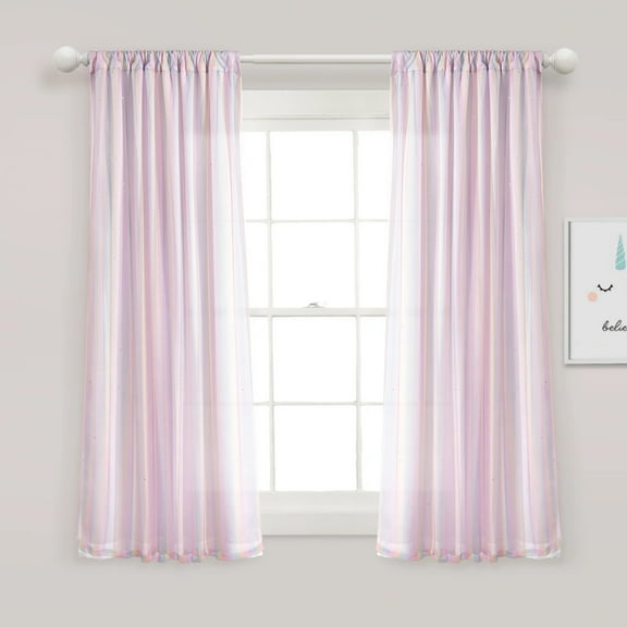 Lush Decor Rainbow Sheer Window Curtain Panel - Rainbow/White Single - 63 x 38