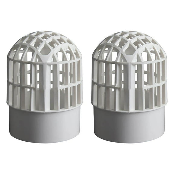 2Pcs Breathable Cap Filter Pipe Air Duct Guard Mesh Vent Cover Hood White Pvc
