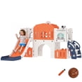 thumbnail image 1 of Qaba 7 in 1 Toddler Slide with Basketball Hoop, for 1-3 Years, Orange, 1 of 10