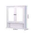 thumbnail image 2 of GZXS Bathroom Cabinet Wall Mounted with Double Mirror Doors, Wood Hanging Cabinet with Doors and Shelves, Bathroom Wall Mirrored Cabinet, White, 2 of 8