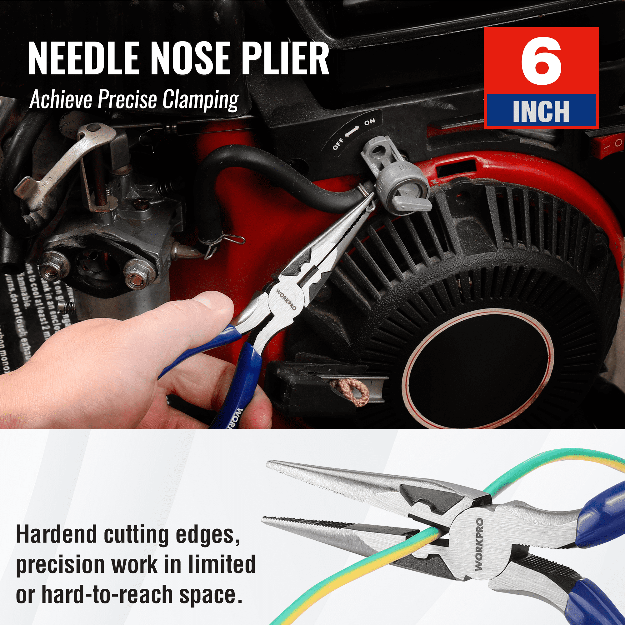 WORKPRO 4-Piece Pliers Tool Kit with Soft Handle Includes 6”Needle Plier,6”Diagonal Plier,8”Slip Joint Plier,8”Groove Plier,for Home Repairing,Plumbing,Electronic Devices & Making Crafts