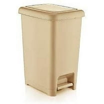 Slim 4-gallon Step on Trash Can with Lid. – Space Savor Trash Can, Good for Dorm Room, Kitchen, Bathroom, or Office, Keeps the Room Neat and Clean. Beige Color. By Superio.