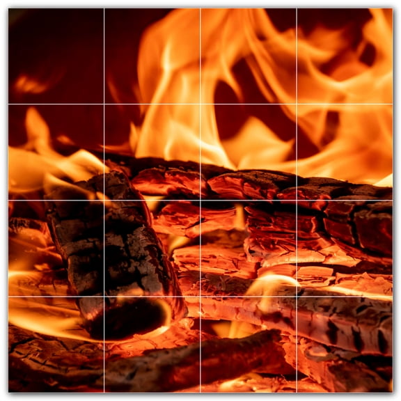 Picture-Tiles.com: Fire Ceramic Tile Wall Mural WAL500603-44S. 17"W x 17"H using (16) 4.25" x 4.25" Ceramic Tiles-Satin Finish