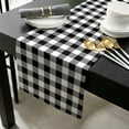 thumbnail image 3 of Black and White Checkered Cotton Linen Small Table Runner 13 x 60 inch Farmhouse Buffalo Plaid Non-slip Rectangular Dining Table Decor for Wedding Party Holiday Dinner, 3 of 8
