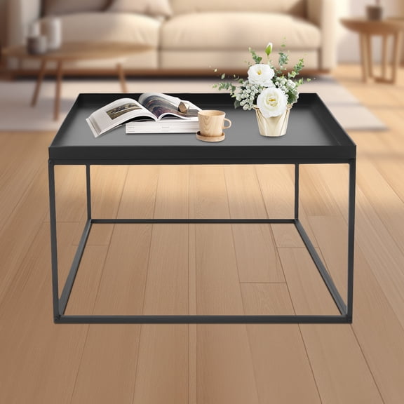 Modern Black Rectangular Square Coffee Table Elegant End/side Table Display Stand For Home Office