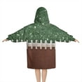 thumbnail image 2 of Green and Brown Football Stitch Pattern Blanket Hoodies for Kids 6-13YR Oversize Wearable Blanket Hoodies for Boys Girls Teens, 2 of 7