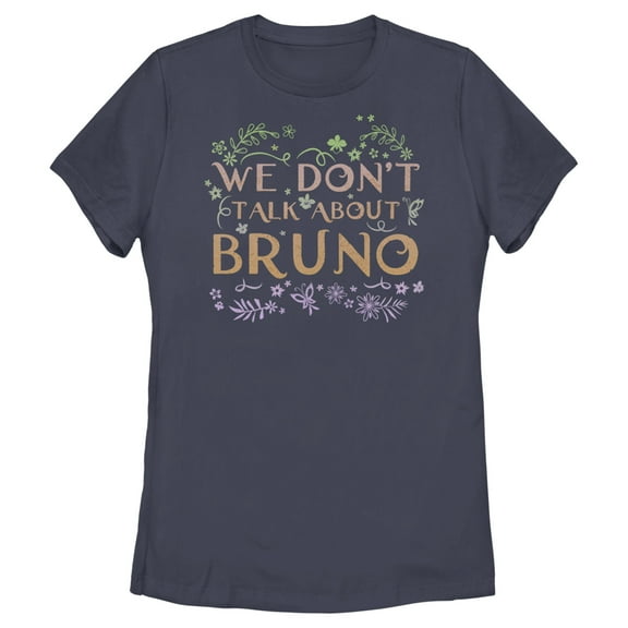 Women's Encanto We Don't Talk About Bruno Tropical Leaves Graphic Tee Navy Blue X Large