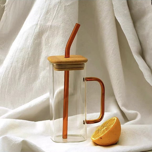 Glass&Bottle Drinking Glasses with Lids and Glass Straw for -Ready Set