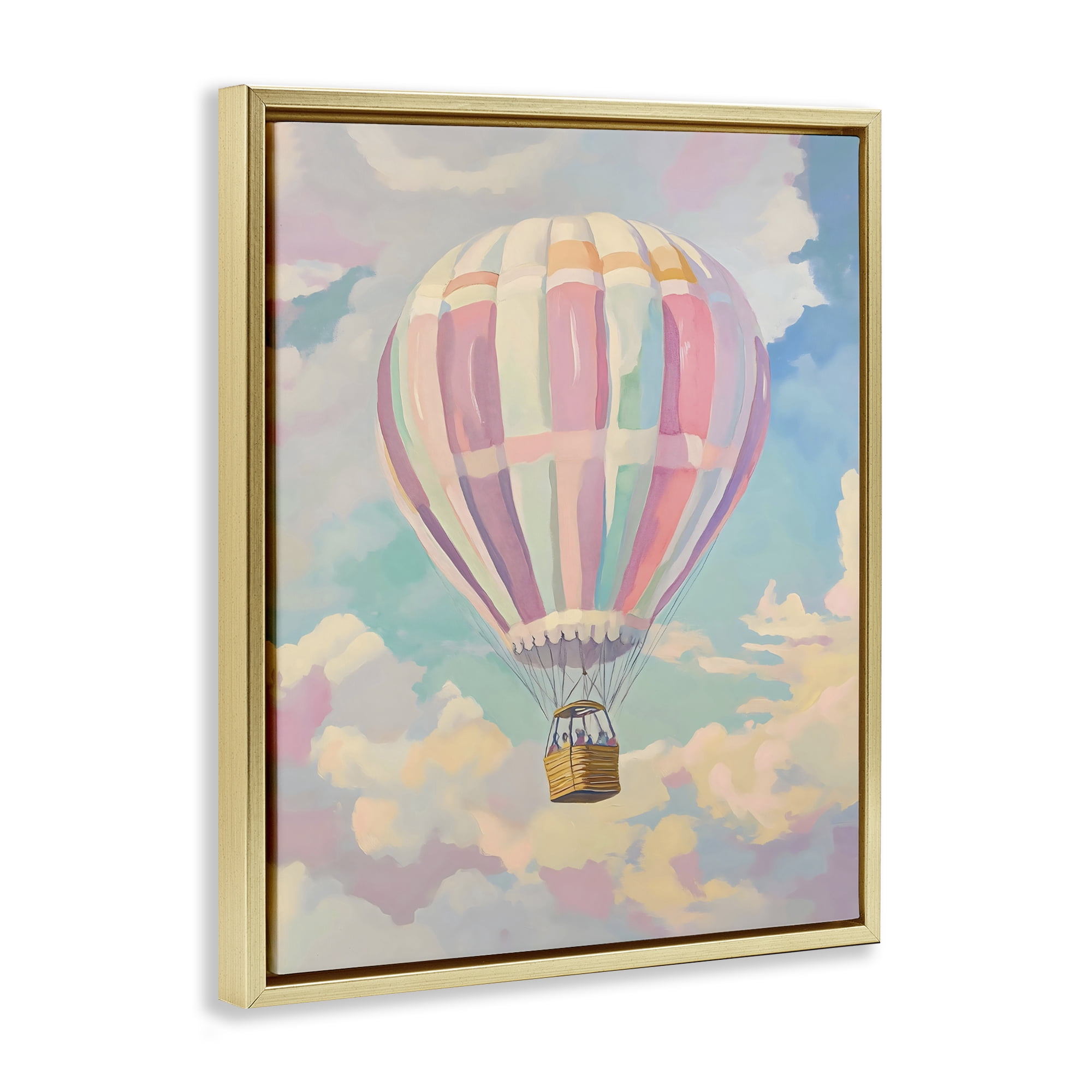 Stupell Industries Pastel Hot Air Balloon Gold Framed Floater Canvas Wall Art, design by The Prints Vibe