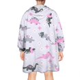 thumbnail image 2 of Wearable Oversized Blanket,LightPurple Dinosaurs Flowers Pattern Wearable Blanket Hoodie for Adults,Cozy Hooded Blankets with Super Pockets,Super Warm Fuzzy Pullover for Women & Men, 2 of 6