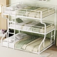 thumbnail image 3 of Bellemave Triple Bunk Beds for 3, Metal Full XL over Twin XL over Queen Bunk Bed Frame, Modern Heavy-Duty Steel Frame 3 Bunk Bed Built-in Ladder for Bedroom (White), 3 of 7