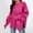 Hot Pink women fall long sleeve tops a1, variant on Women's Fall Winter Long Sleeve Side Slit Curved Hem Pullover Tops Solid Basic Loose Sweater Dressy Casual Trendy Blouses Fashion Tunic Tops, Hot Pink M
